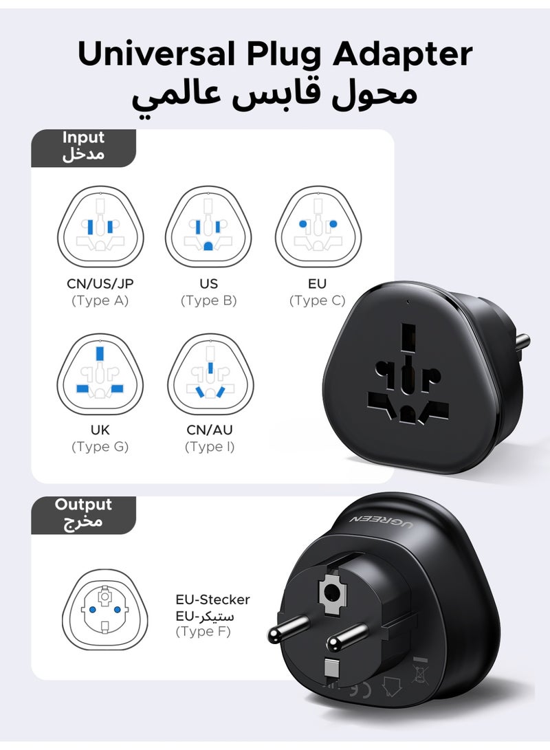 يو جرين محول سفر عالمي بمقبس أوروبي مناسب لأوروبا/إيران/تركيا/سوريا/مصر/ليبيا/أستراليا/روسيا/تايلاند، مقبس طاقة عالمي، مقبس عالمي مناسب لرحلات العمل والفنادق والمطارات للهواتف وأجهزة الكمبيوتر المحمولة - Image 2